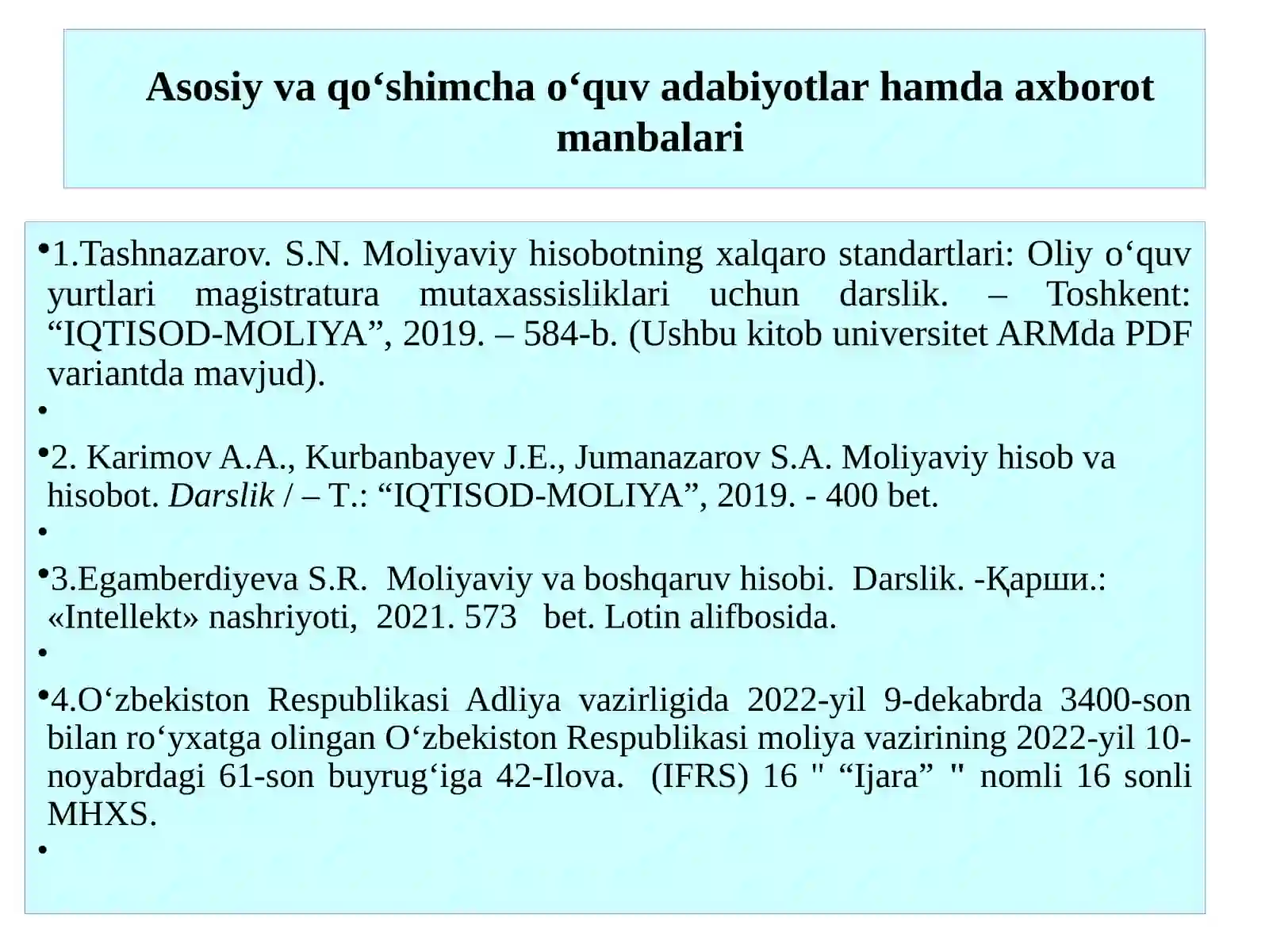 MOLIYAVIY HISOBOTNING XALQARO STANDARTLARI ASOSIDA IJARA MUNOSABATLARINI HISOBGA OLISH VA ULARNI HISOBOTDA AKS ETTIRISH 3
