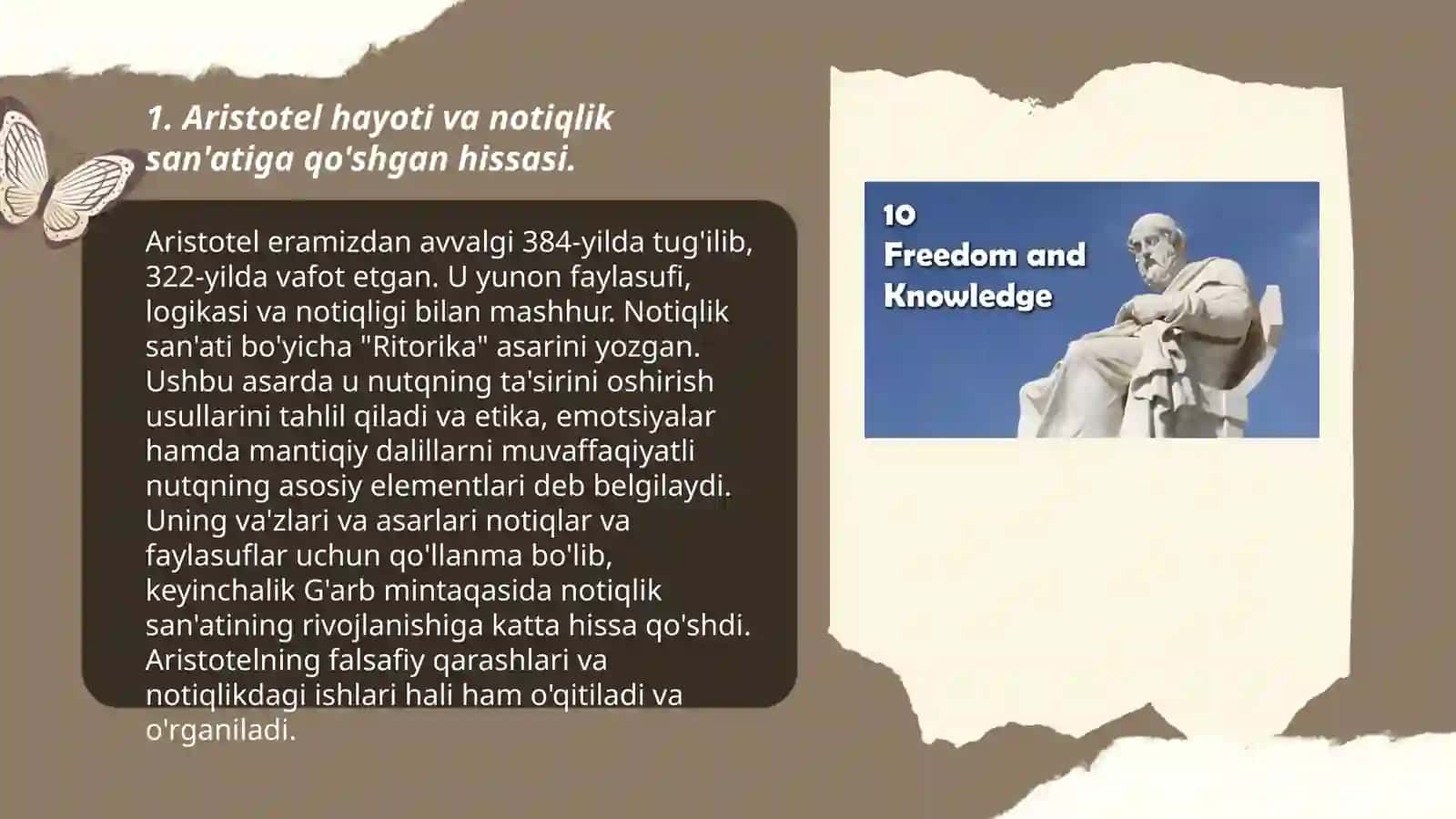 G'arb notiqlar:Aristotel Siseron, Kvintilian va boshqalar - Yo'ldasheva Asaloy 3