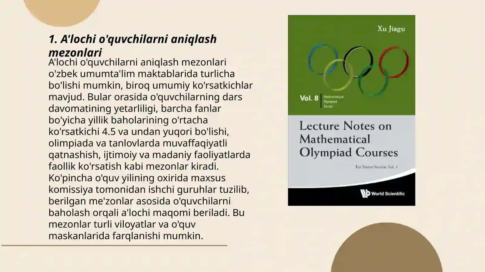 A'lochi o'quvchilarni aniqlash va ularni fan olimpiadalariga tayyorlash 3