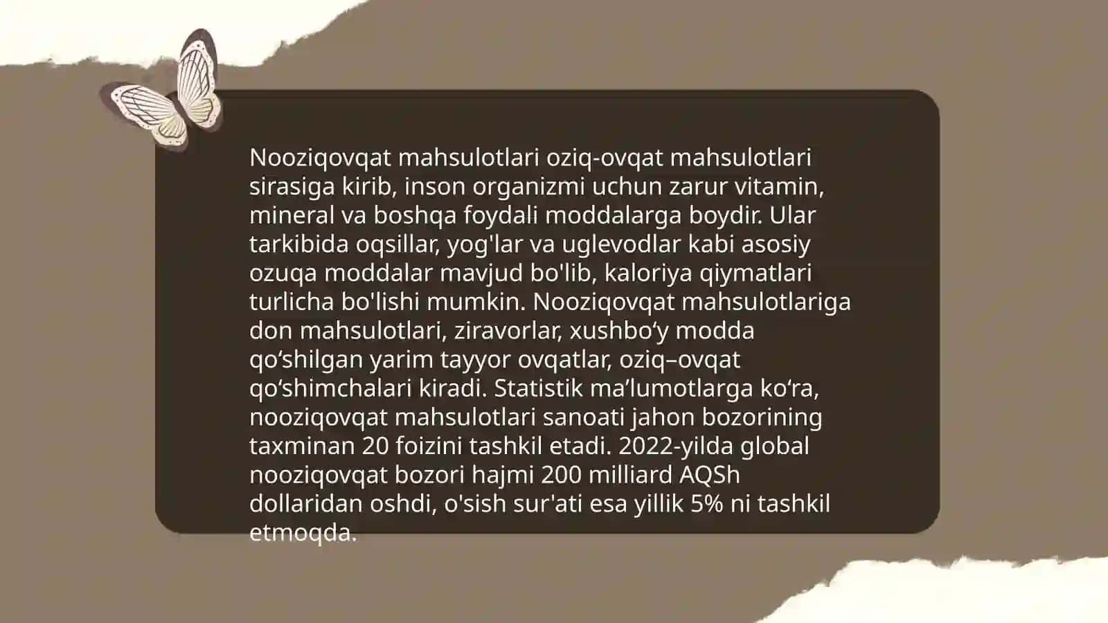 Nooziqovqat mahsulotlarini tasnifi 3