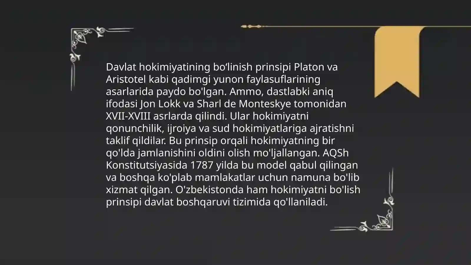 O'zbekiston Respublikasida davlat hokimiyatining boʻlinish prinsipi 3