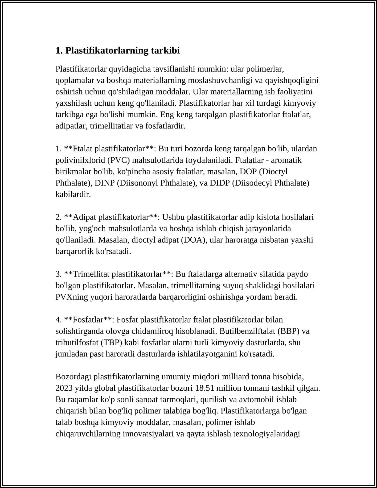 MUSTAQIL ISH Mavzu: SEMENTABETON OLISH UCHUN PLASTIFIKATSIYALOVCHI QO'SHIMCHALAR 3
