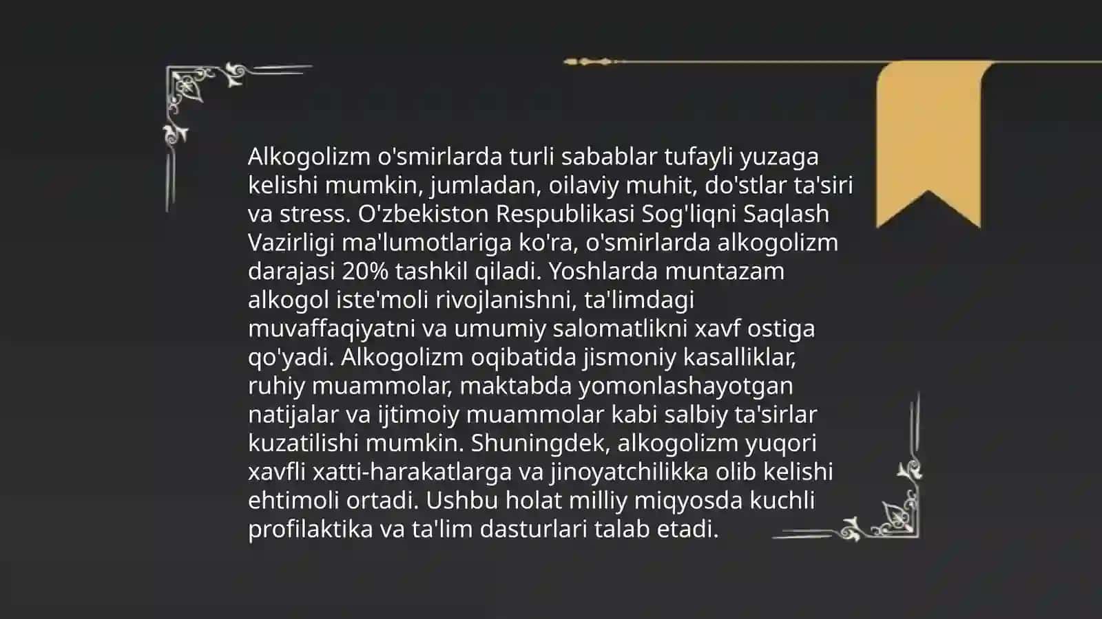 O'smirlarda alkogolizm, toksikomaniya va jinsiy buzilishlar 3