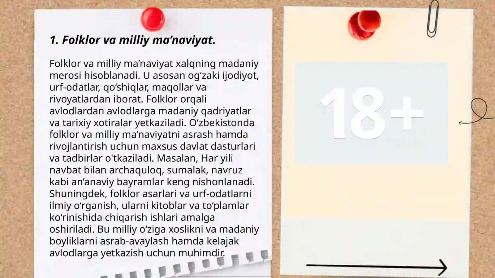 O’zbek tilida Folklorning milliy ma’naviyatimiz asoslaridan biri ekanligi bugungi kun folklor namunalari asosida 3
