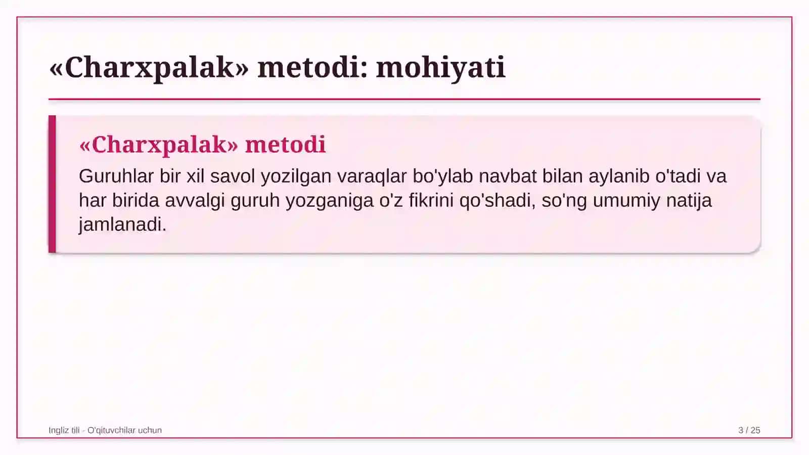 ingliz tili darslarida charxpalak metodidan foydalanish 5960 3