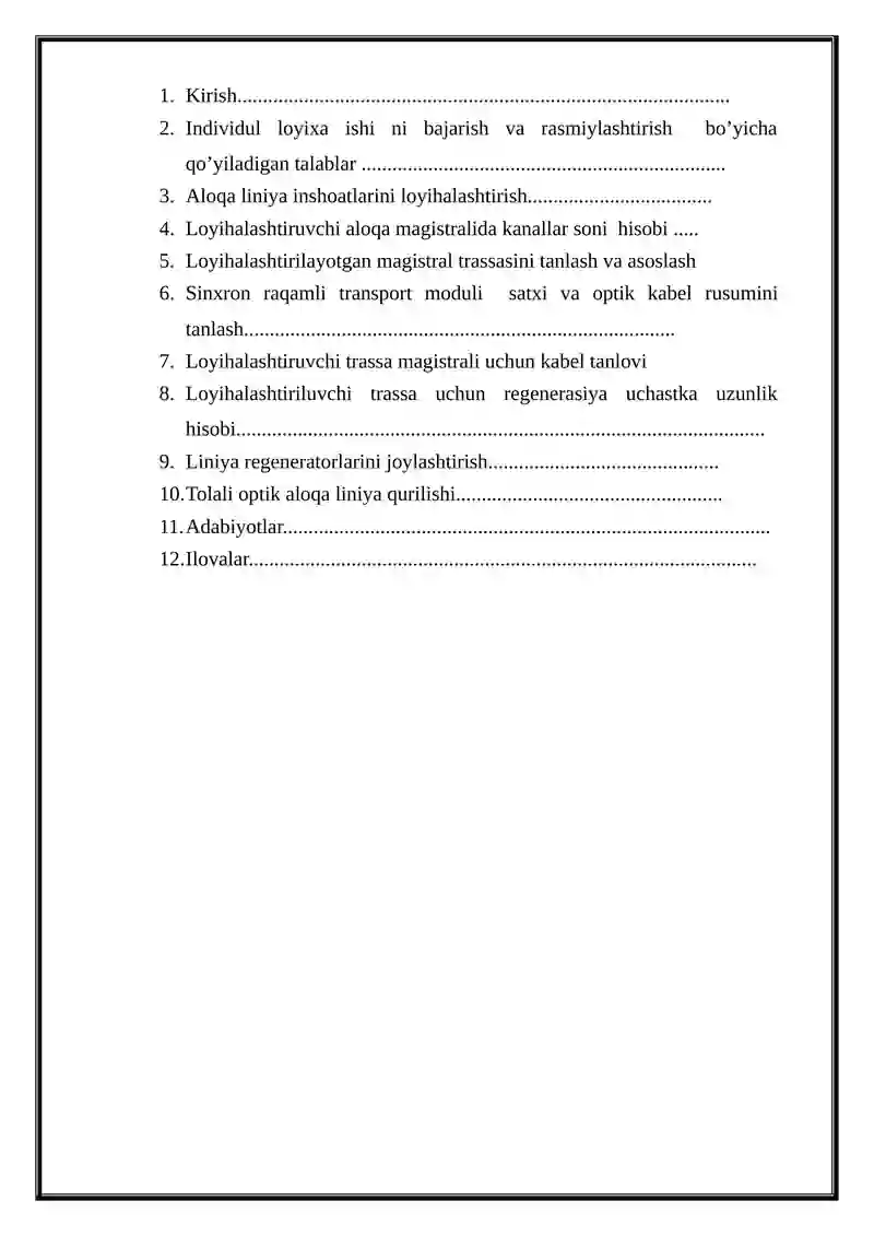 Jizzax – Toshkent viloyatlari orasida optik transport tarmog‘ini loyixalashtirish 3