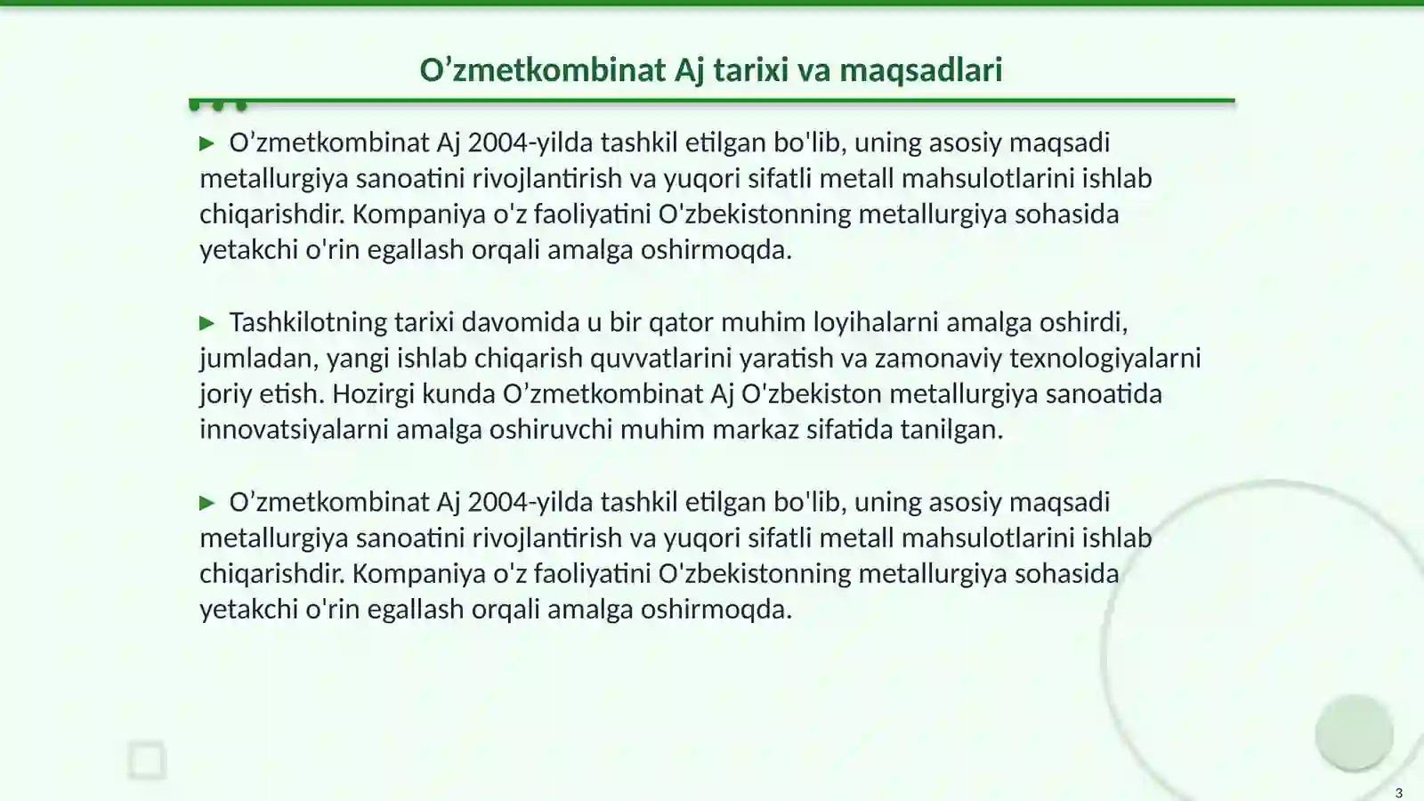 O’zmetkombinat Aj 3