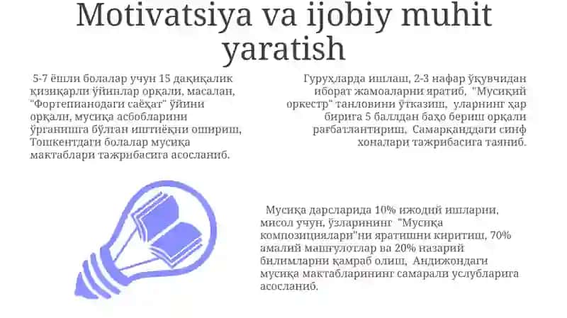 Musiqa mashg’ulotlarida bolalarga musiqa asboblarini chalitish o’rgatish usullari 3