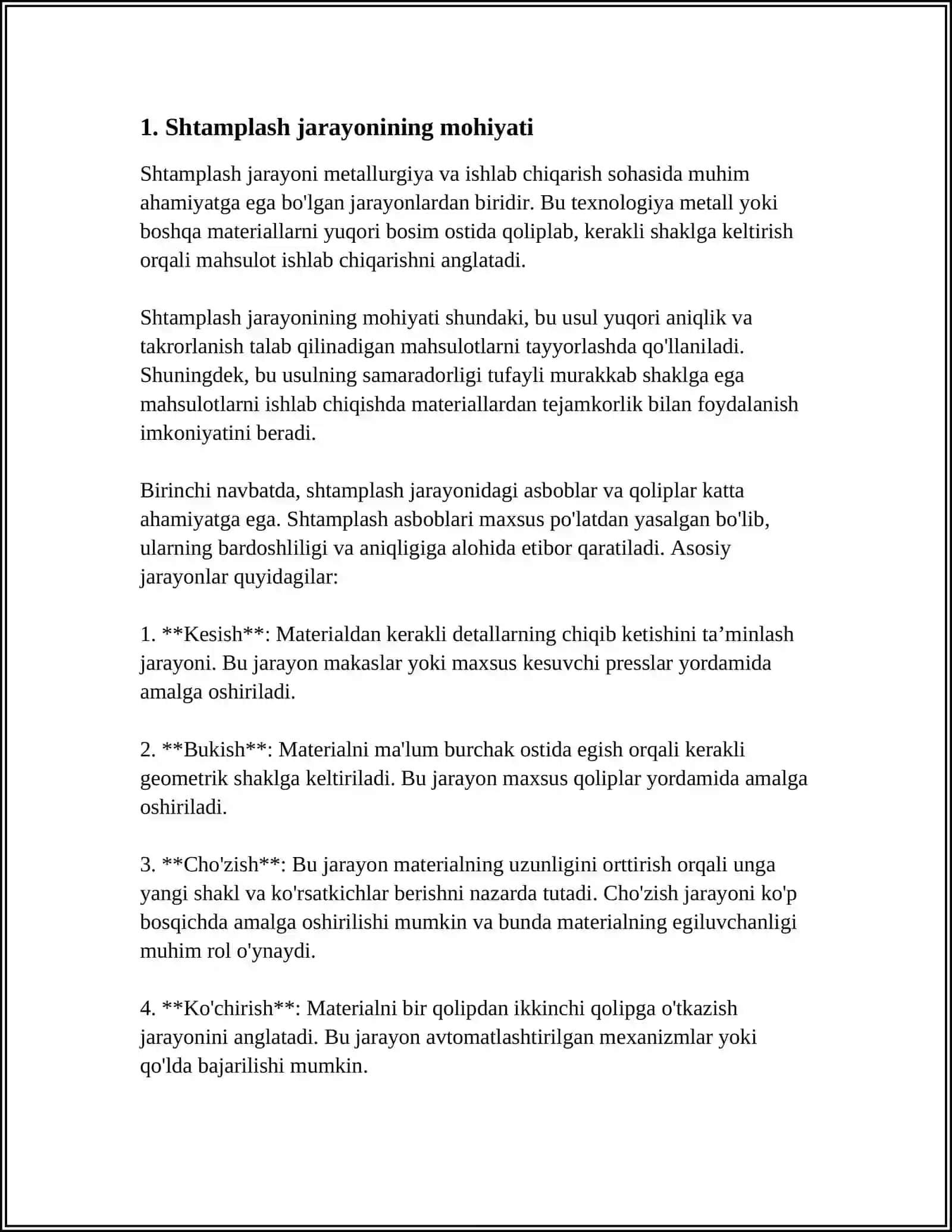 ISSIQ HOLDA HAJMIY SHTAMPLASHNING MOHIYATI VA SINFLANISHI 3