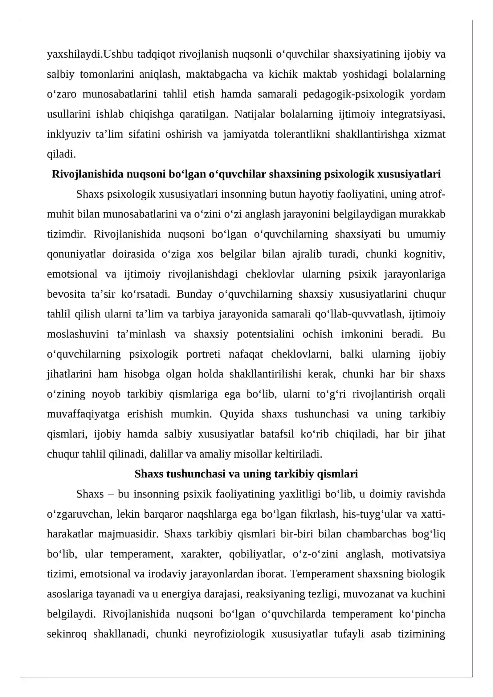 Rivojlanishida nuqsoni bo‘lgan o‘quvchilar shaxsidagi ijobiy va salbiy xususiyatlarni o‘rganish 3