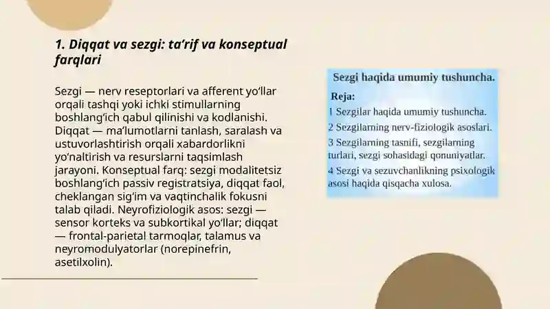Diqqat va sezgi haqida tushuncha uning nerv fiziologik asoslari 3