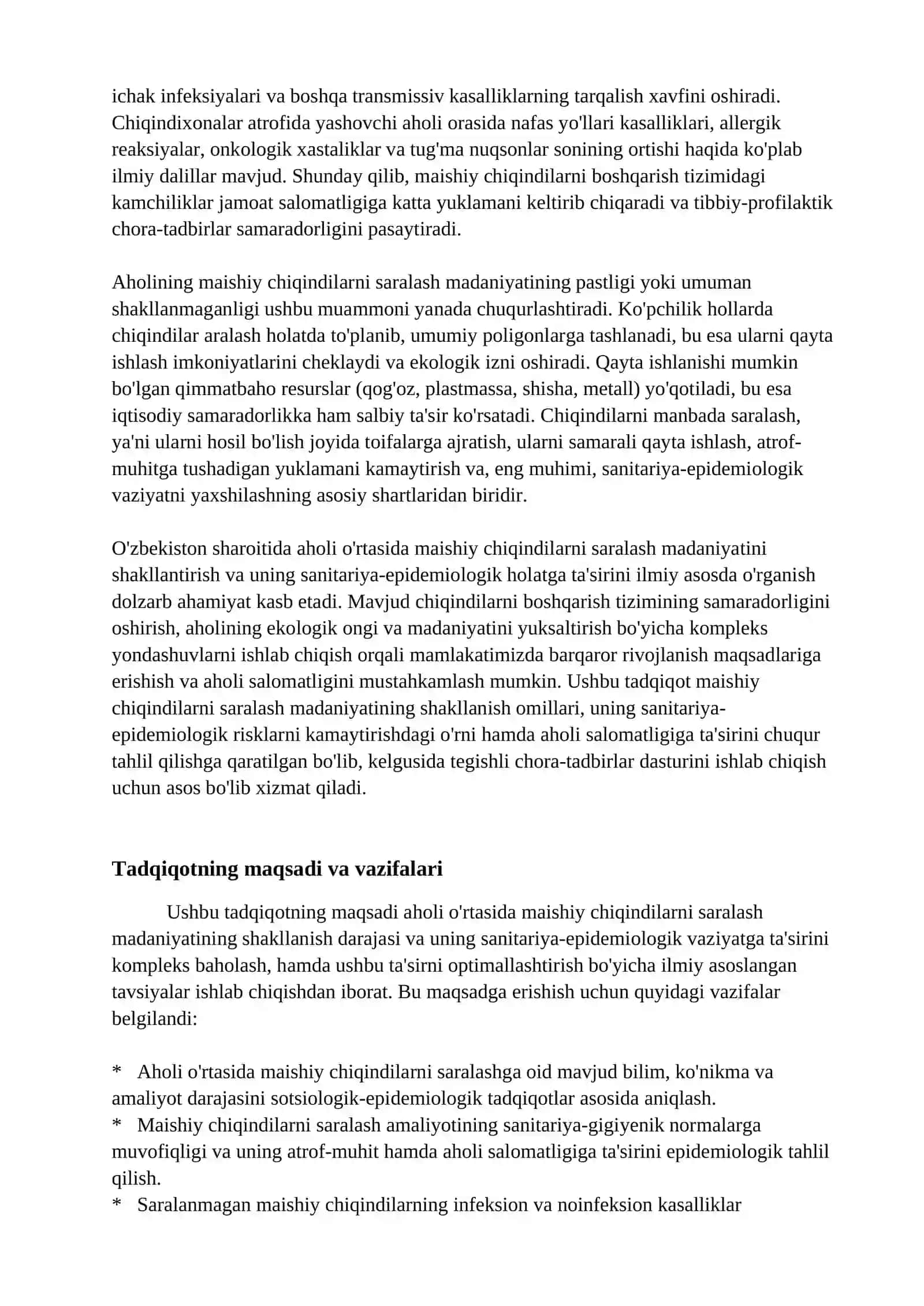 Aholi o'rtasida maishiy chiqindilarni saralash madaniyati va uning sanitariya epidemiologik holatga ta'siri 3