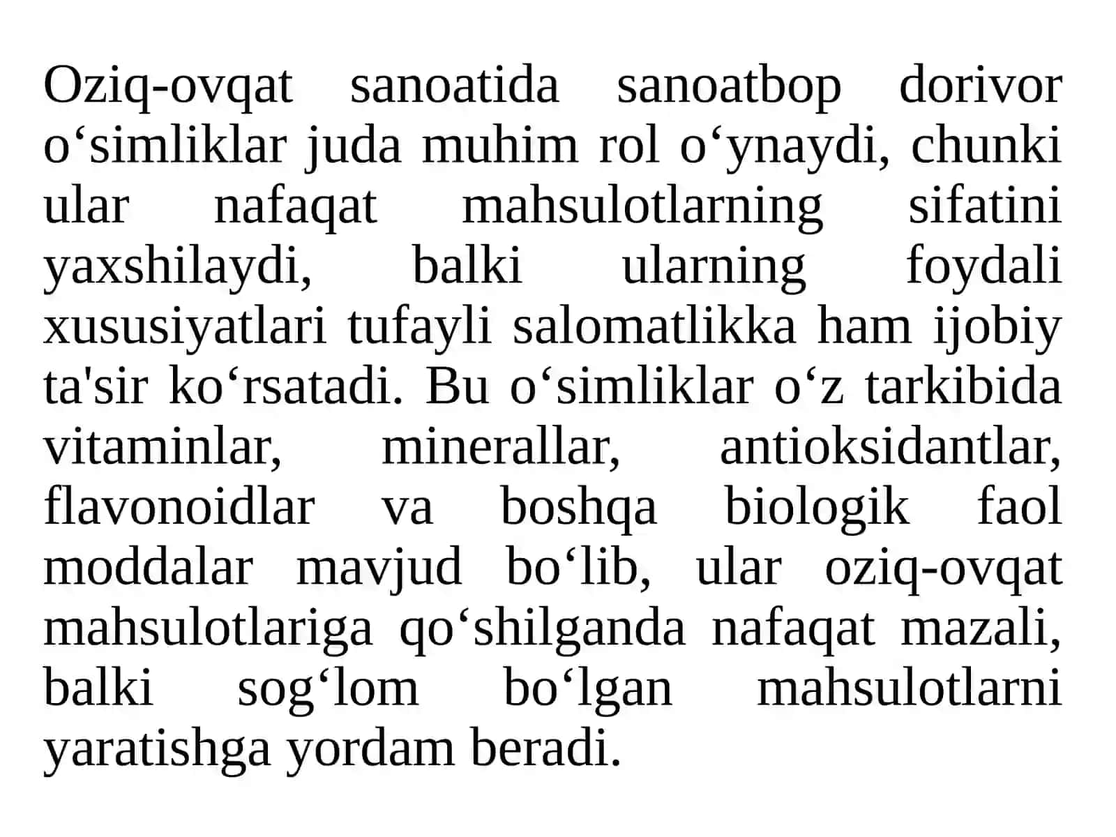 OZIQ-OVQAT SANOATINING SANOATBOP VA TEXNIK DORIVOR O‘SIMLIKLARI 3