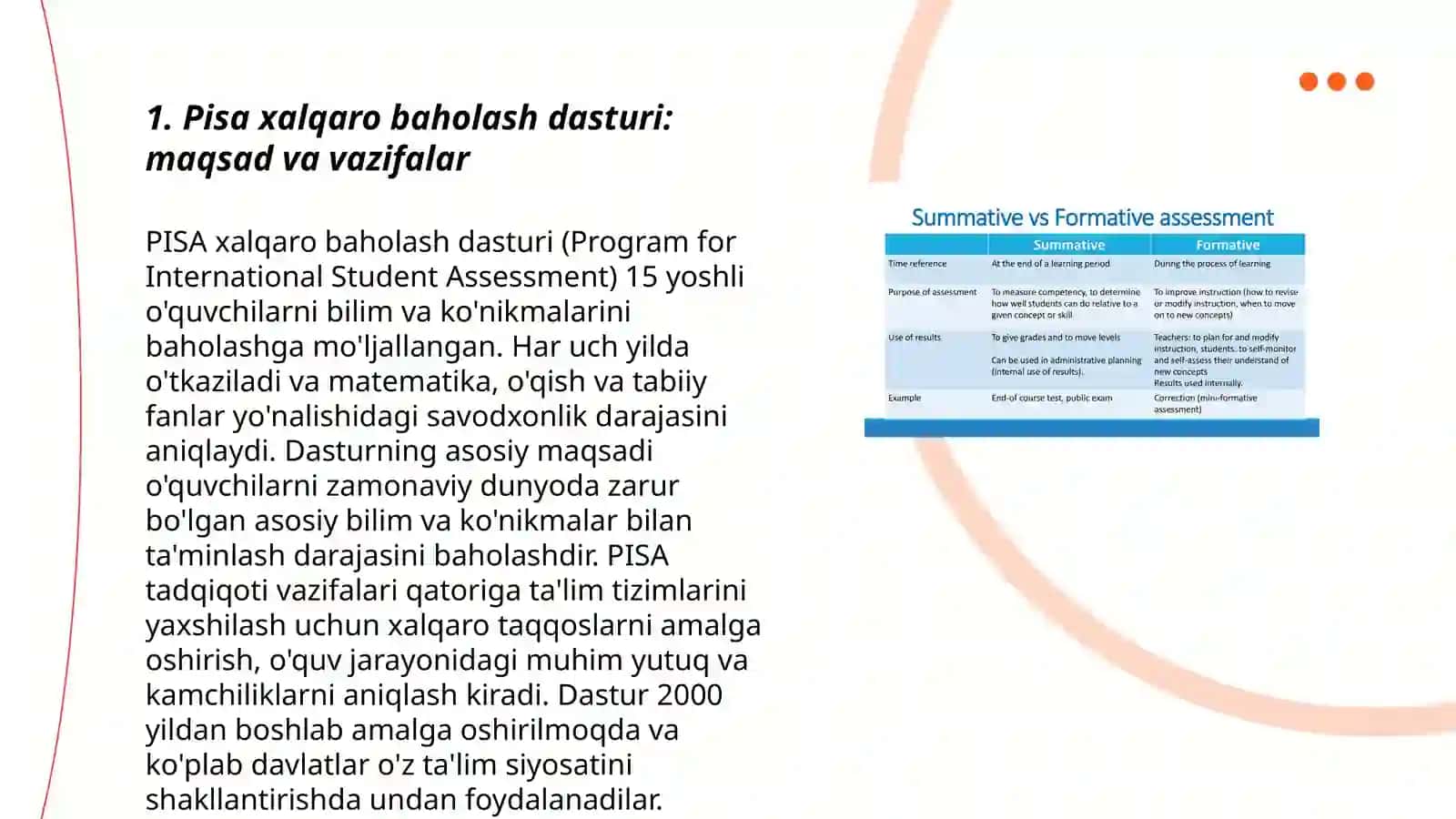 Pisa xalqaro baholash dasturi talablari asosida ta'lim shakli va metod va usullari 3