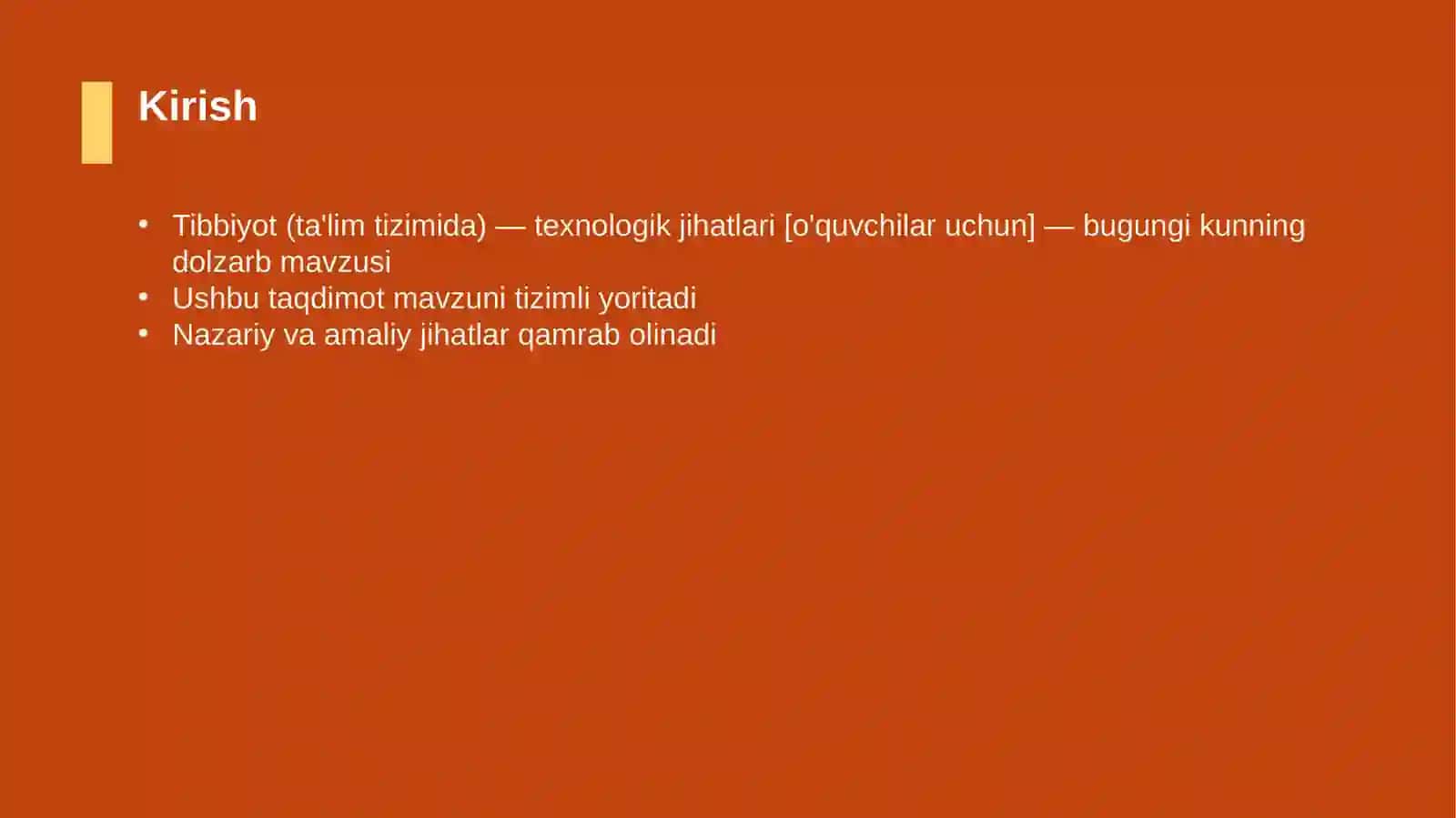 Tibbiyot (ta'lim tizimida) — texnologik jihatlari [o'quvchilar uchun] 3