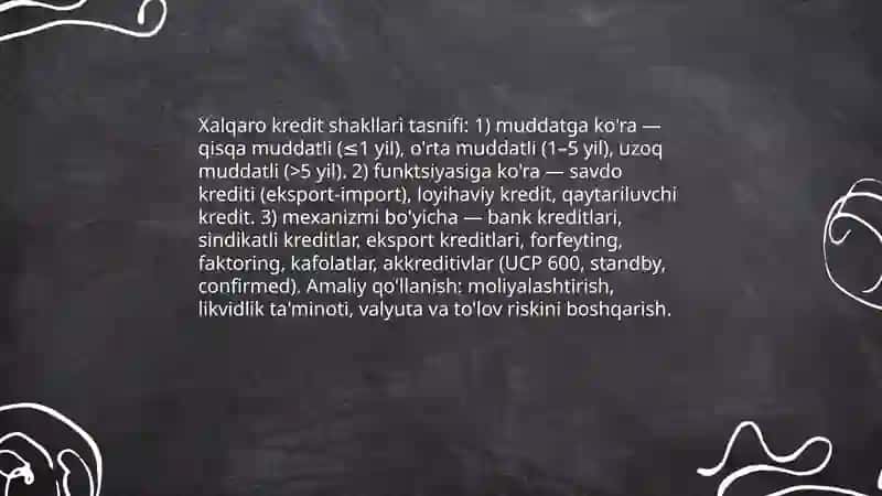 Xalqaro kredit shakllari va xisob-kitob shartlarining qollanilishi 3