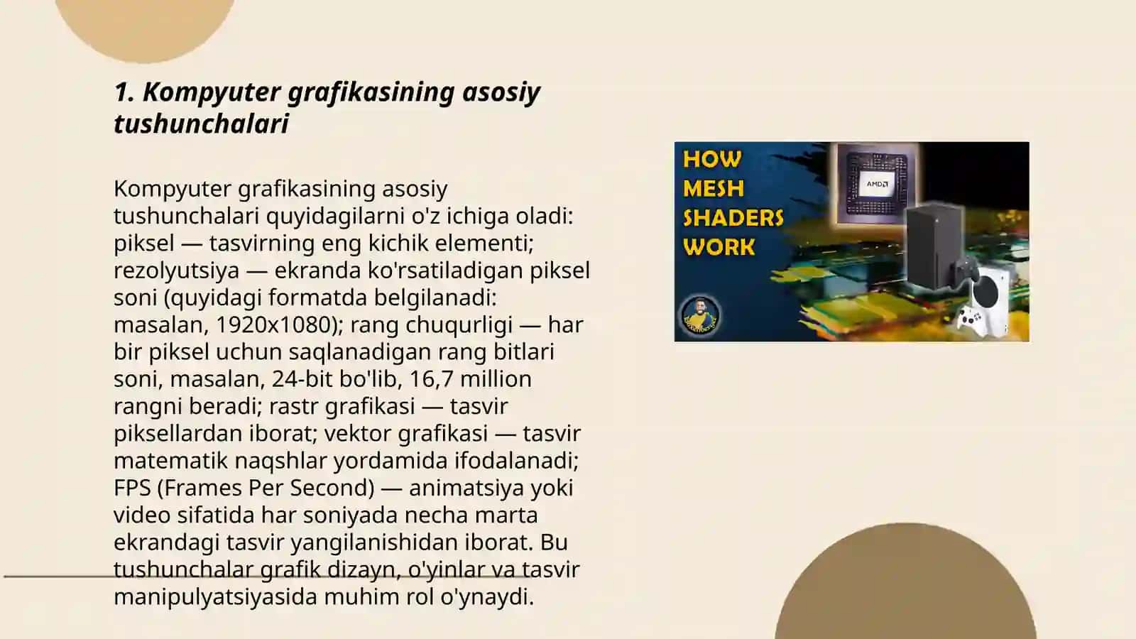 Kompyuter grafikasi. Kompyuter grafikasi turlari. Kompyuter grafikasining rivojlanishi va tarixi 3