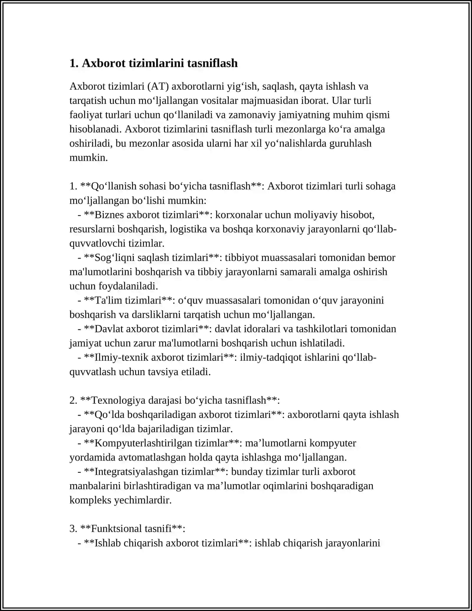 AXBOROT TAMINOTINING TASNIFI BOSHQARUV TAHLILI 3