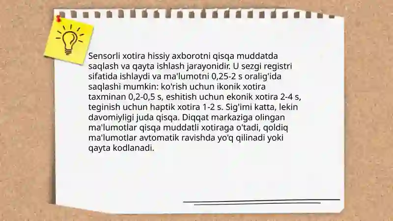 Sensorli xotira va uning jarayoni 3