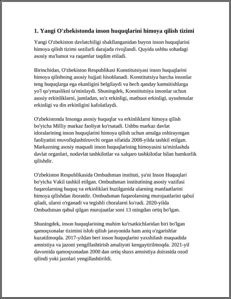 YANGI ÓZBEKISTONDA INSON HAQ-HUQUQLARI VA ERKINLIKLARI KAFOLATINING YARATILISHI 3