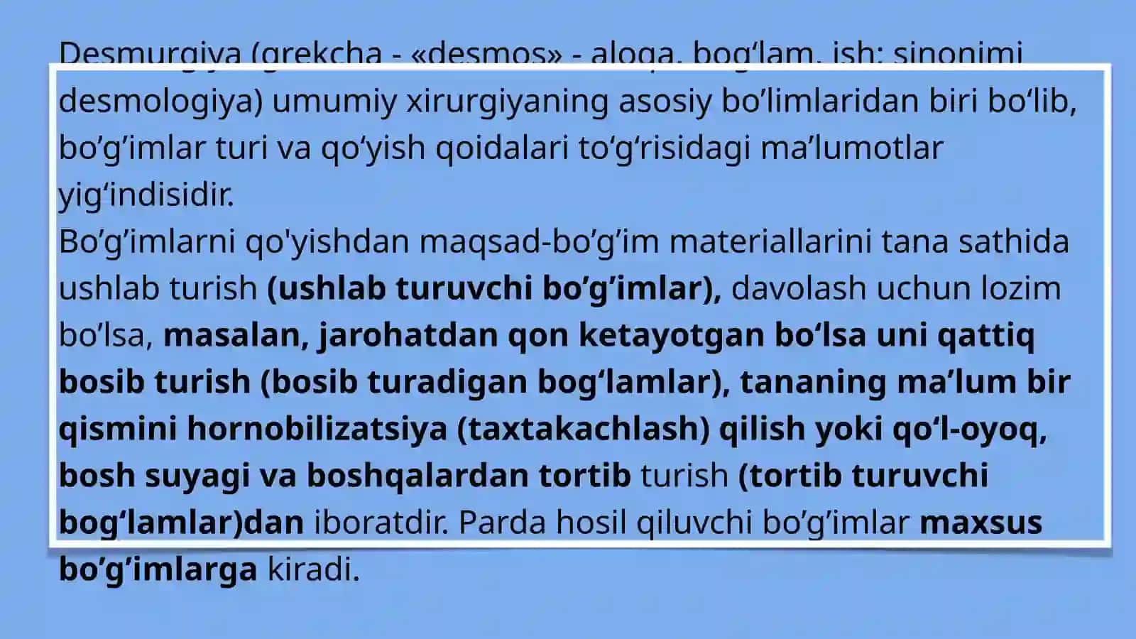Desmurgiya. Bog’lam turlari. Zamonaviy jaroxat qoplamlari 3