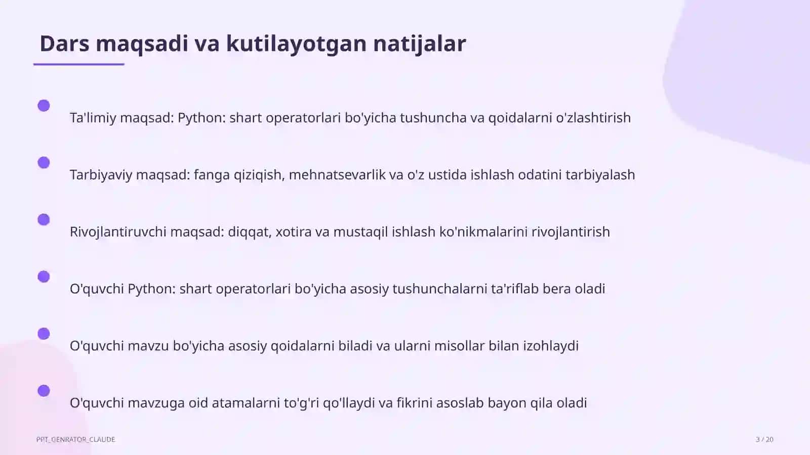 Python: shart operatorlari (8-sinf) 3