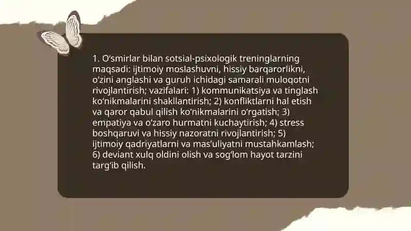 Oʻsmirlar bilan sotsial psixologik treninglarni oʻtkazish masalasi 3