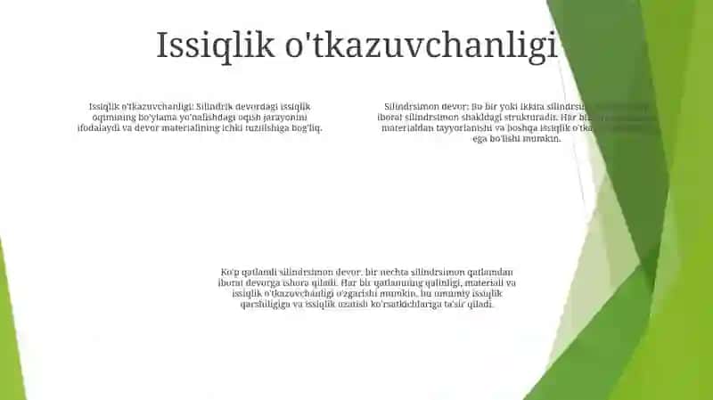 Bir Va Ko‘P Qatlamli Silindrik Devor Orqali Issiqlik Uzatish 3
