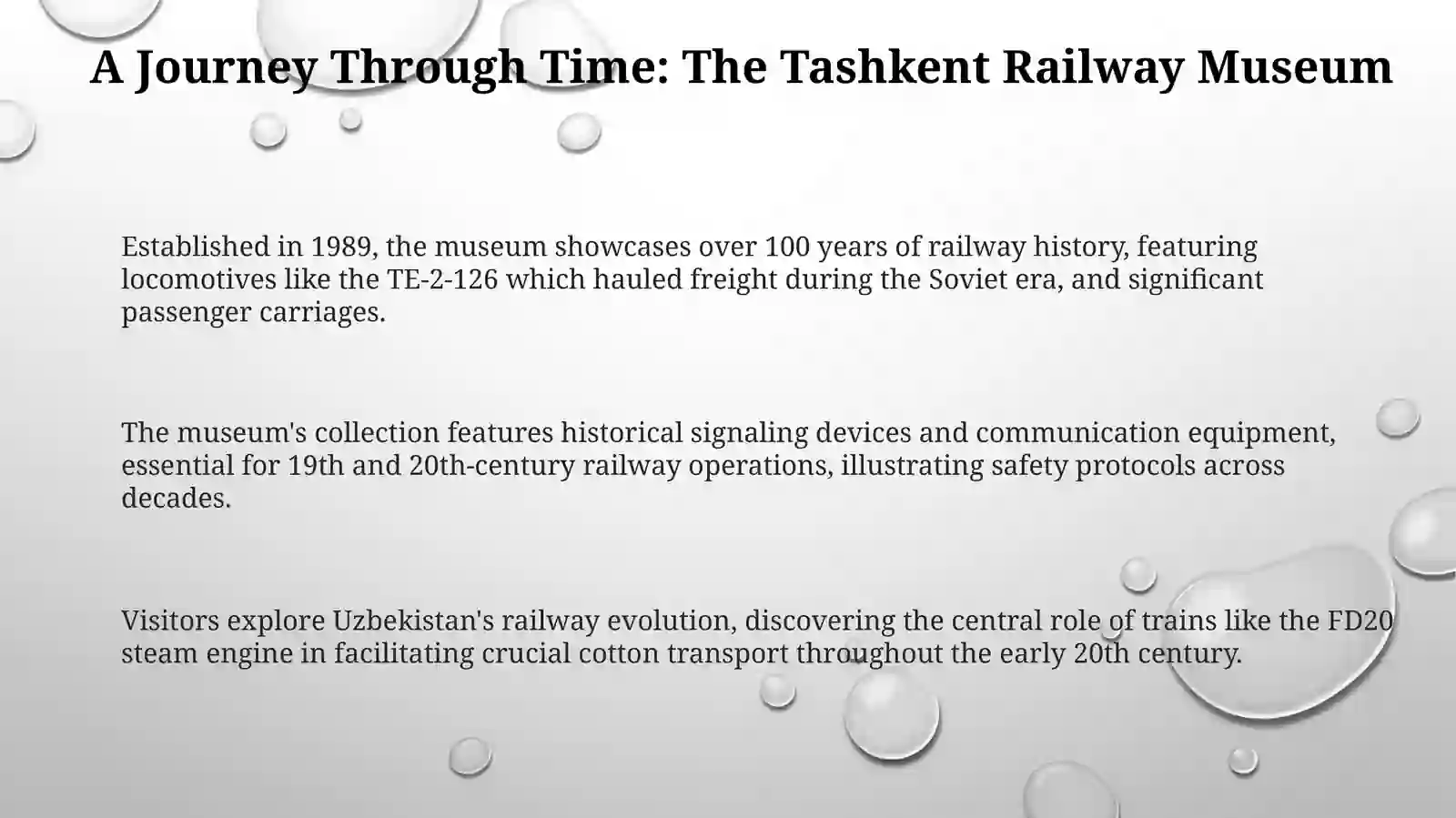 Tashkent State Railway Museum Presentation 3