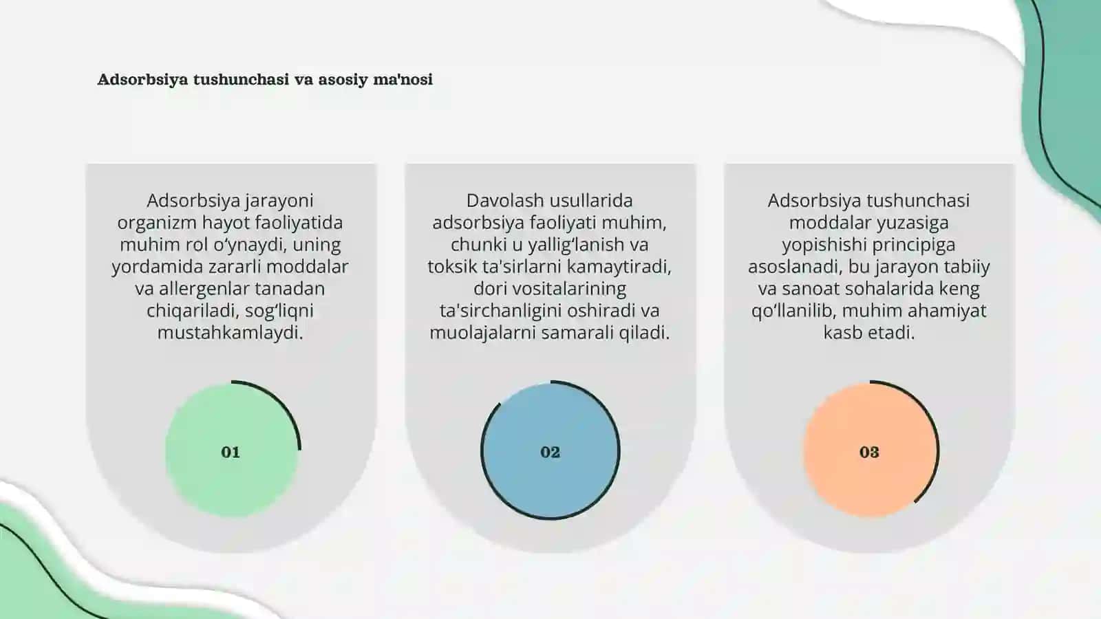 Organizm hayot faoliyatida va davolash usullarida adsorbsiya jarayonining ahamiyati 3