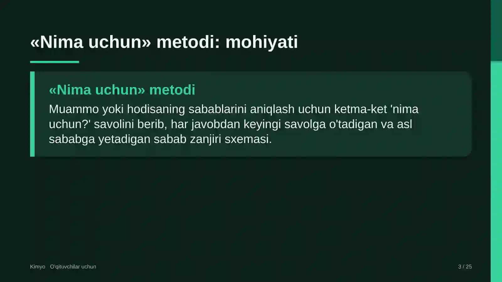 kimyo darslarida nima uchun metodidan foydalanish 2054 3