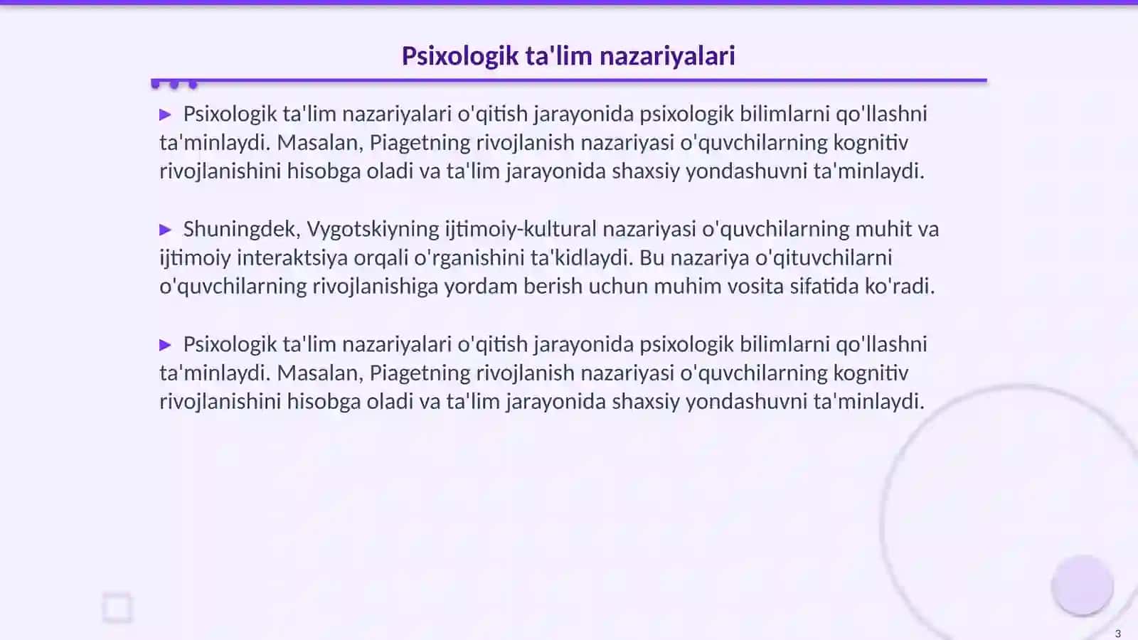 Psixologiya oʻqitishning psixologik jabhalari 3