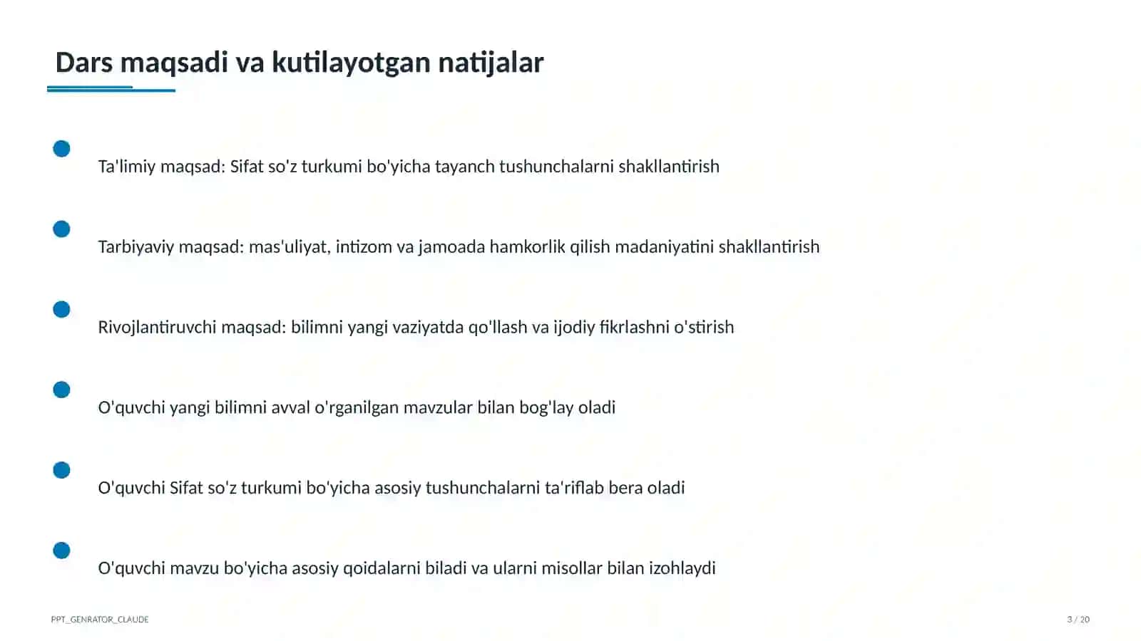 Sifat so'z turkumi (3-sinf) 3