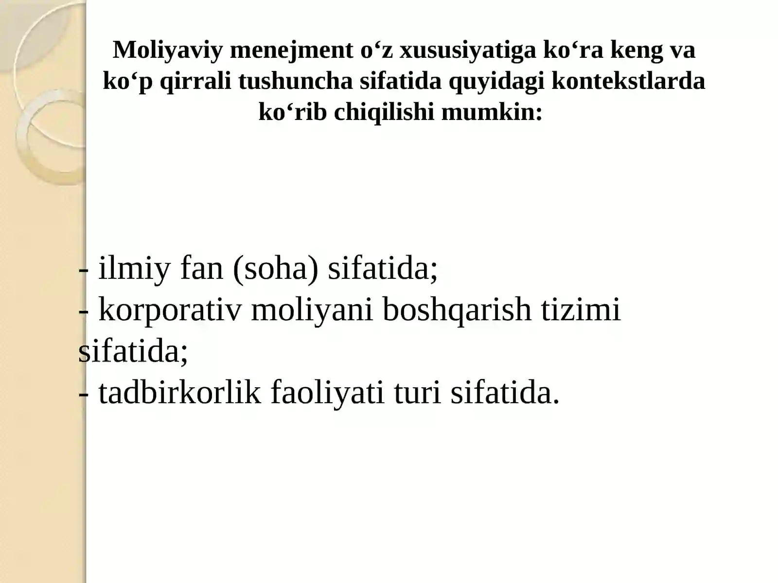 "Moliyaviy menejmentning kontseptual asoslari" 3