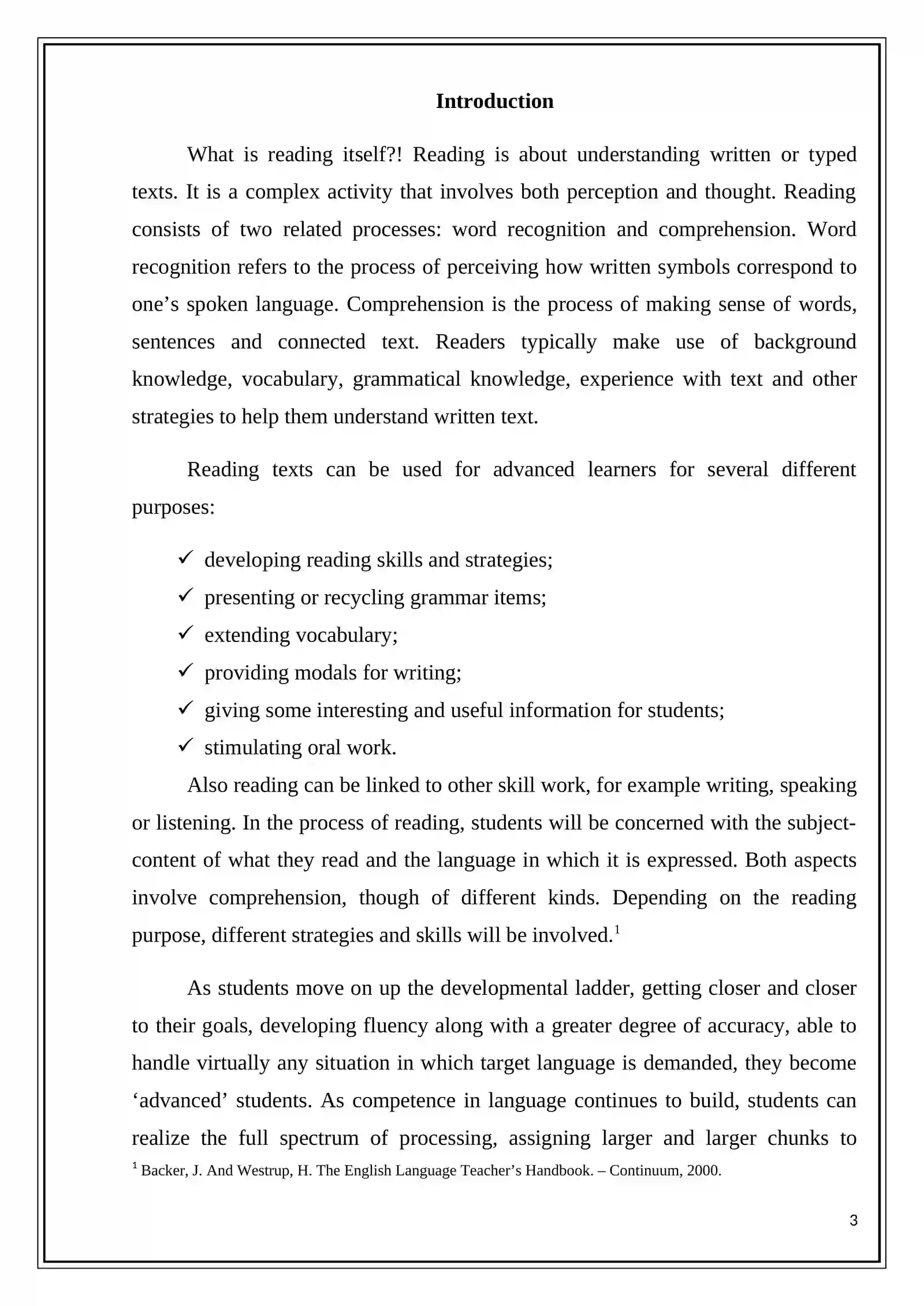Reading as an interactive process. Creating pre-, while-, post-reading activities 3