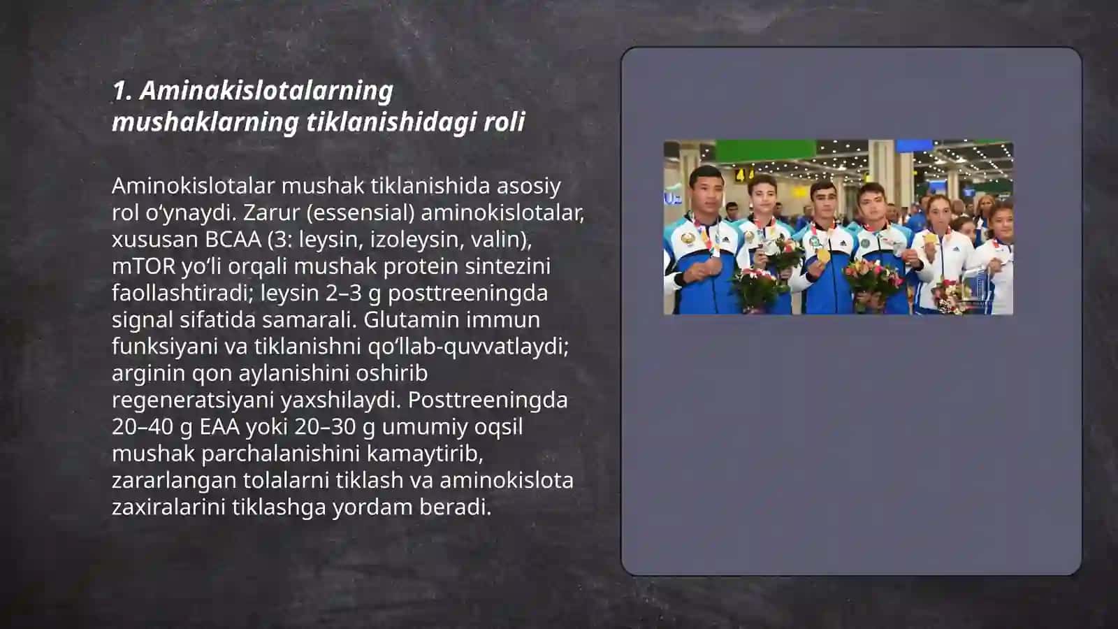 Aminakislotalarning sportchilar hayotidagi o’rni 3