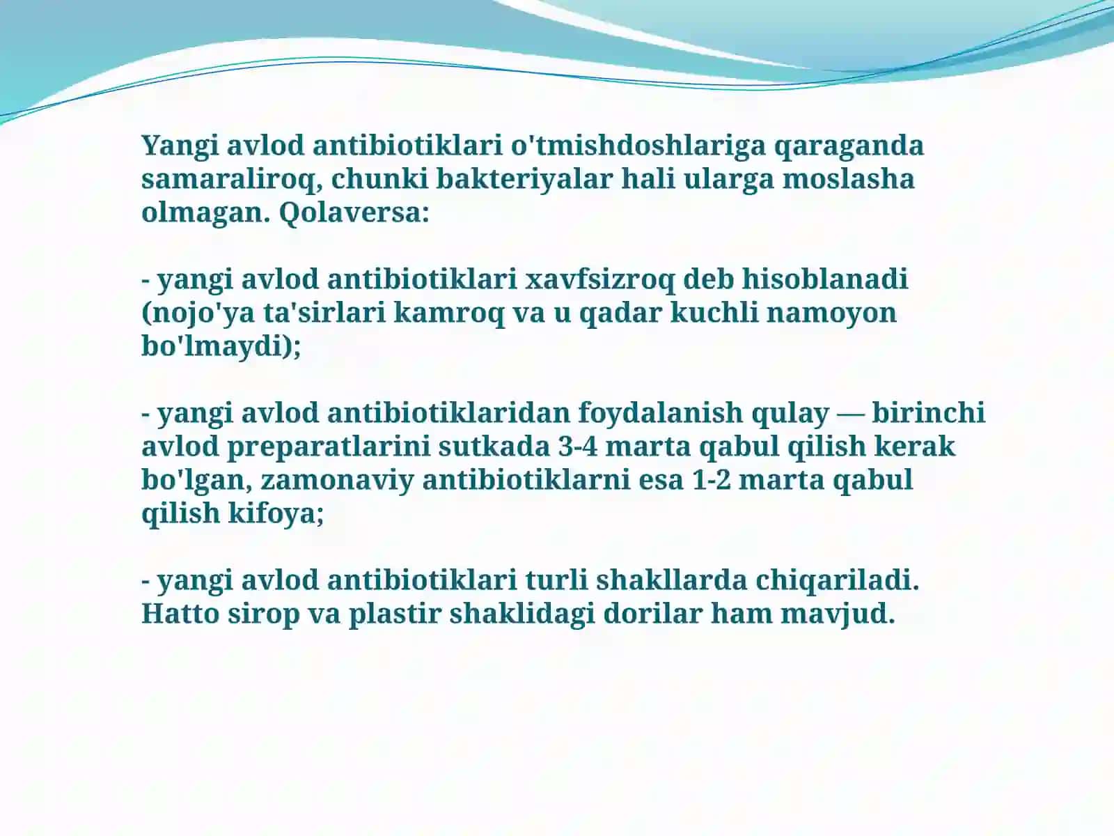 Yangi avlod keng qamrovli antibiotiklari 3