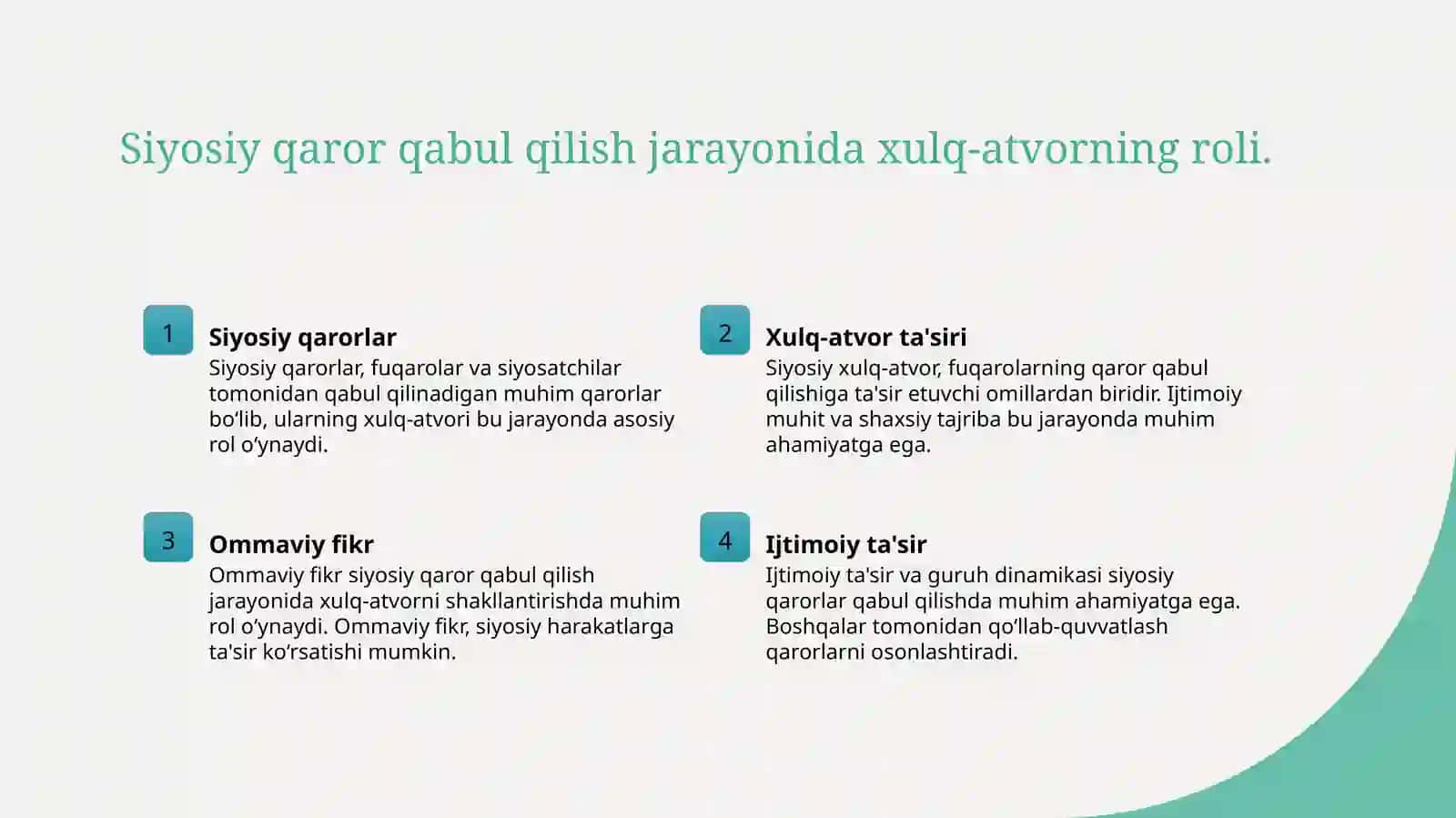 Bixeviorizm va bixevioralizm. Siyosiy xulq-atvor 4