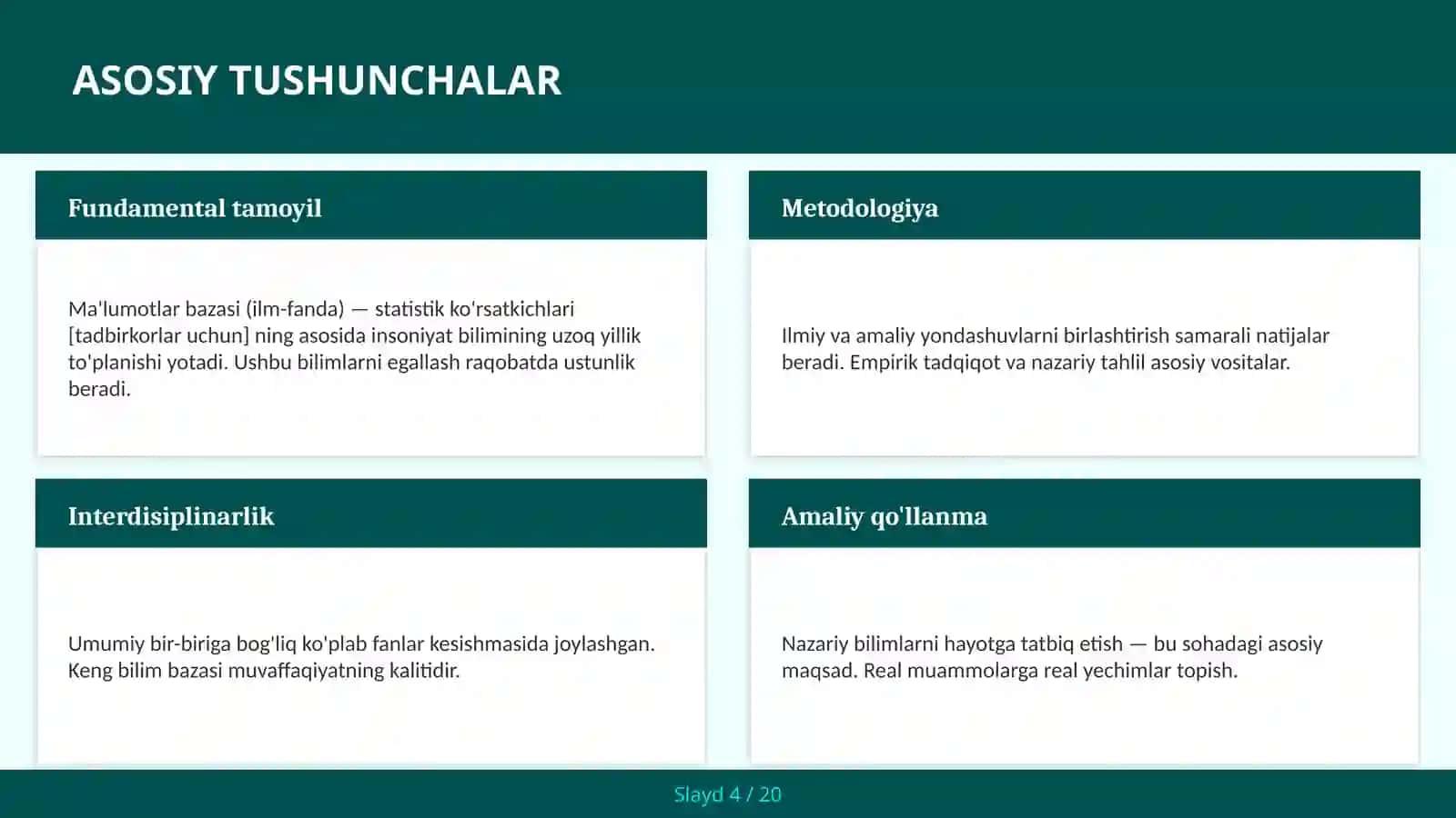 Ma'lumotlar bazasi (ilm-fanda) — statistik ko'rsatkichlari [tadbirkorlar uchun] 4