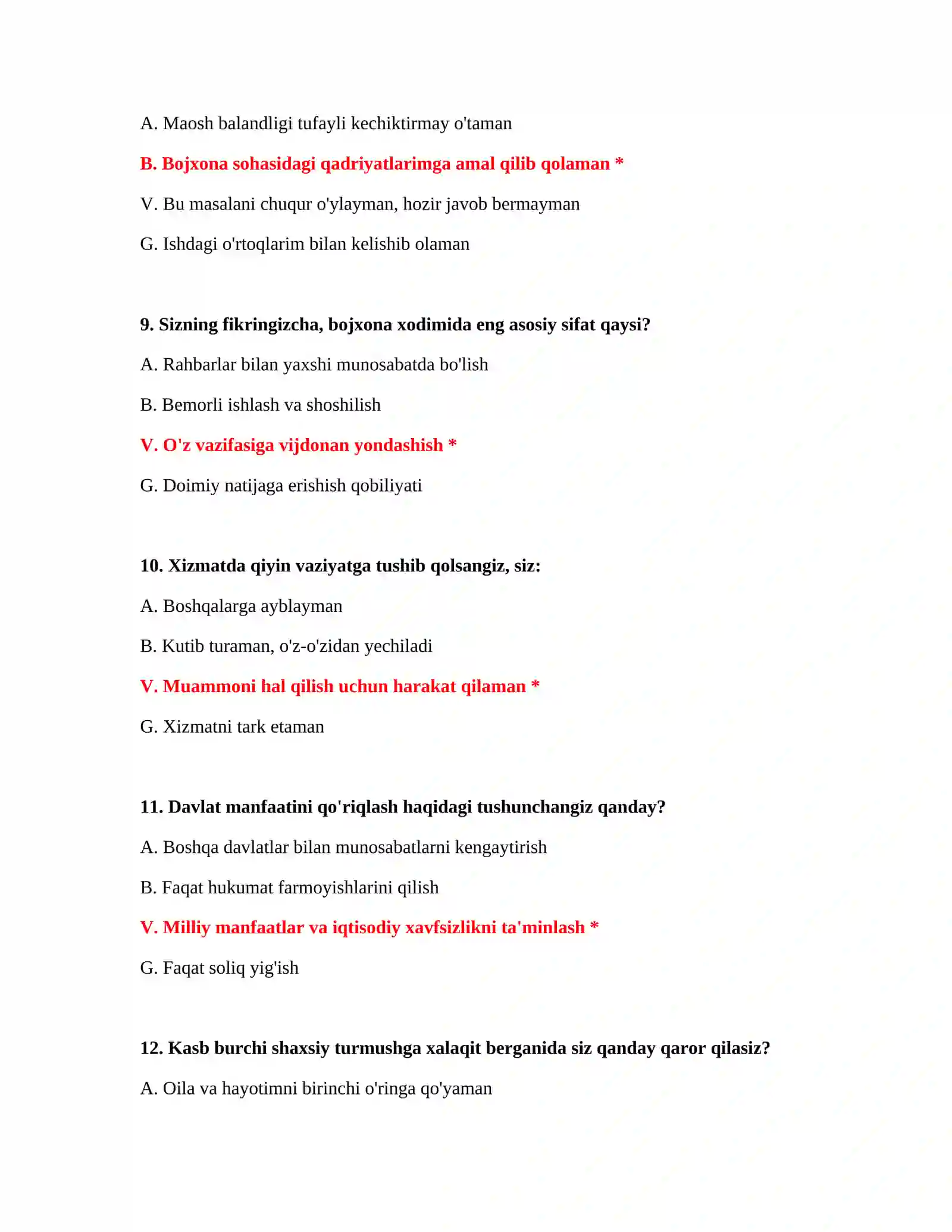 Bojxona nazorati bo‘yicha testlar 4