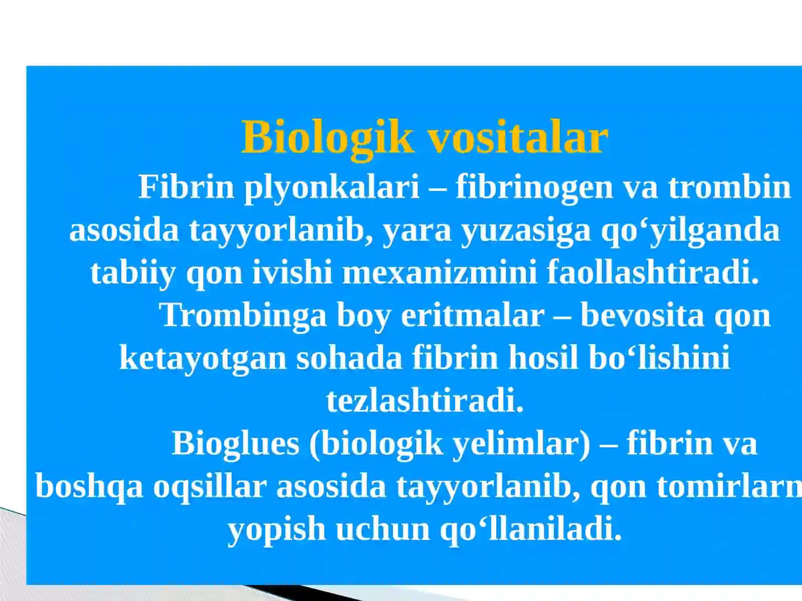 Mahalliy gemostaz uchun zamonaviy dori-vositalar 4