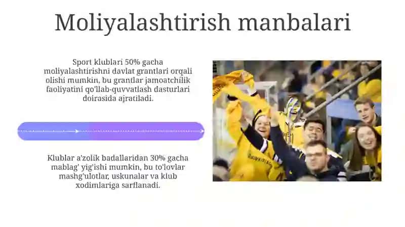 Klub dasturi har bir sport turi uchun 5 bosqichli o'quv rejasini o'z ichiga olishi kerak 4