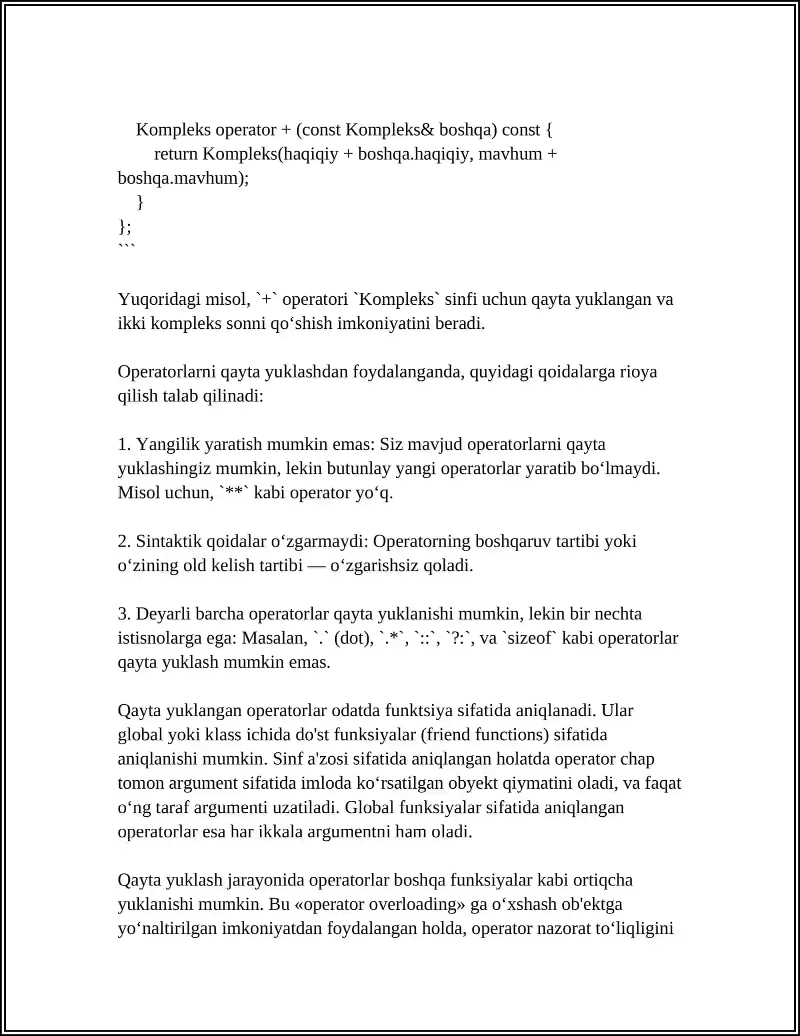 SINFLARNI YARATISHDA OPERATORLARNI QAYTA YUKLASH MEXANIZMIDAN UNUMLI FOYDALANISH 4