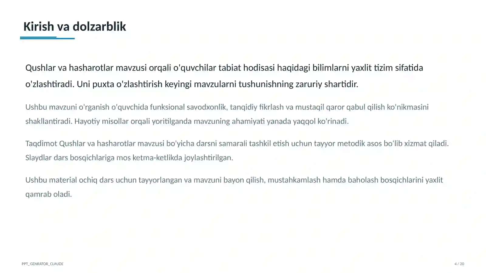 Qushlar va hasharotlar (2-sinf) 4