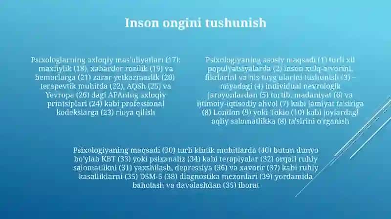 Psixologning majburiyatlari maqsadlari 4