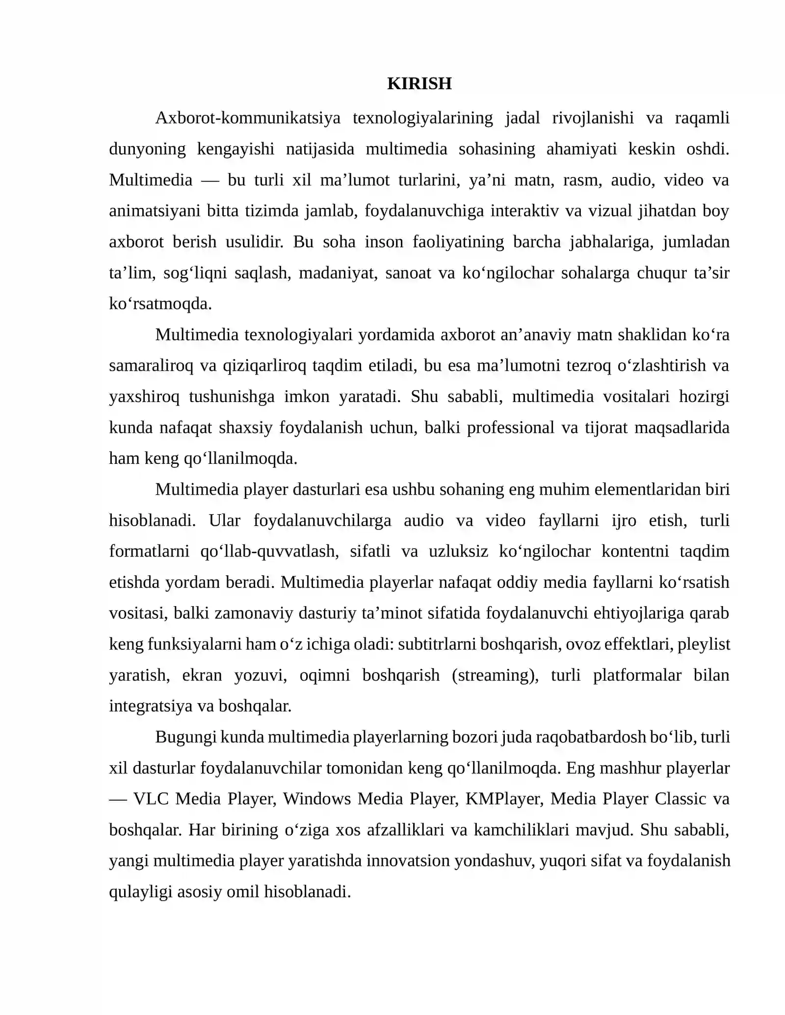 MULTIMEDIA PLAYER DASTURI 4