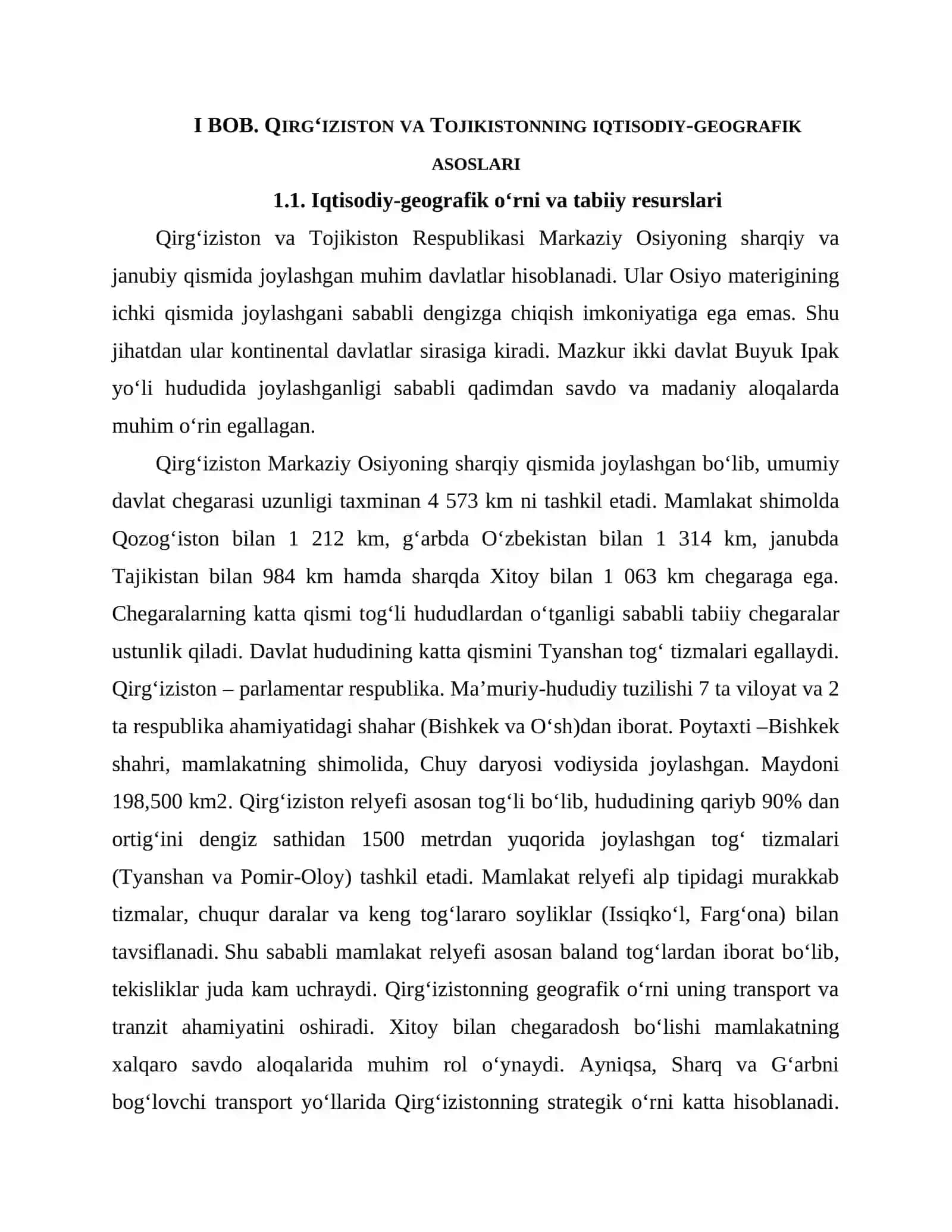 Qirgʻiziston va Tojikiston Respublikalariga iqtisodiy-geografik tavsif 4