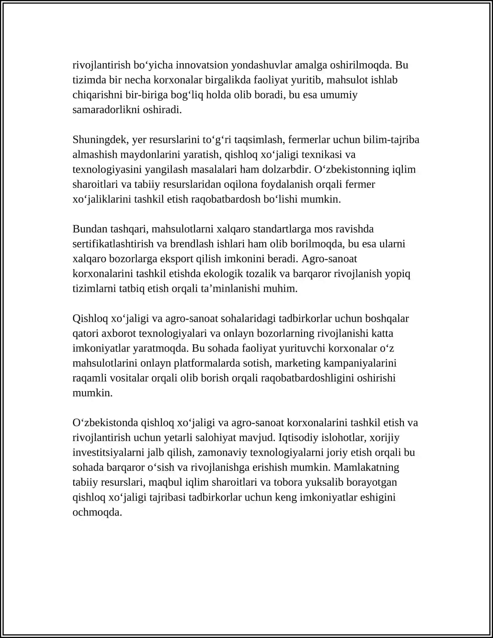 Tadbirkorlik Faoliyati Yoʻnalishlari 4
