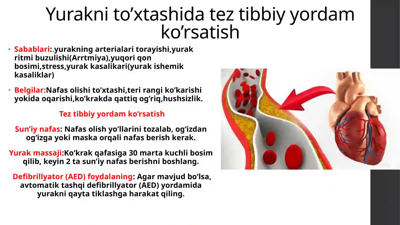 Shoshilinch holatlarda birinchi yordam koʻrsatish tartibi haqida 4