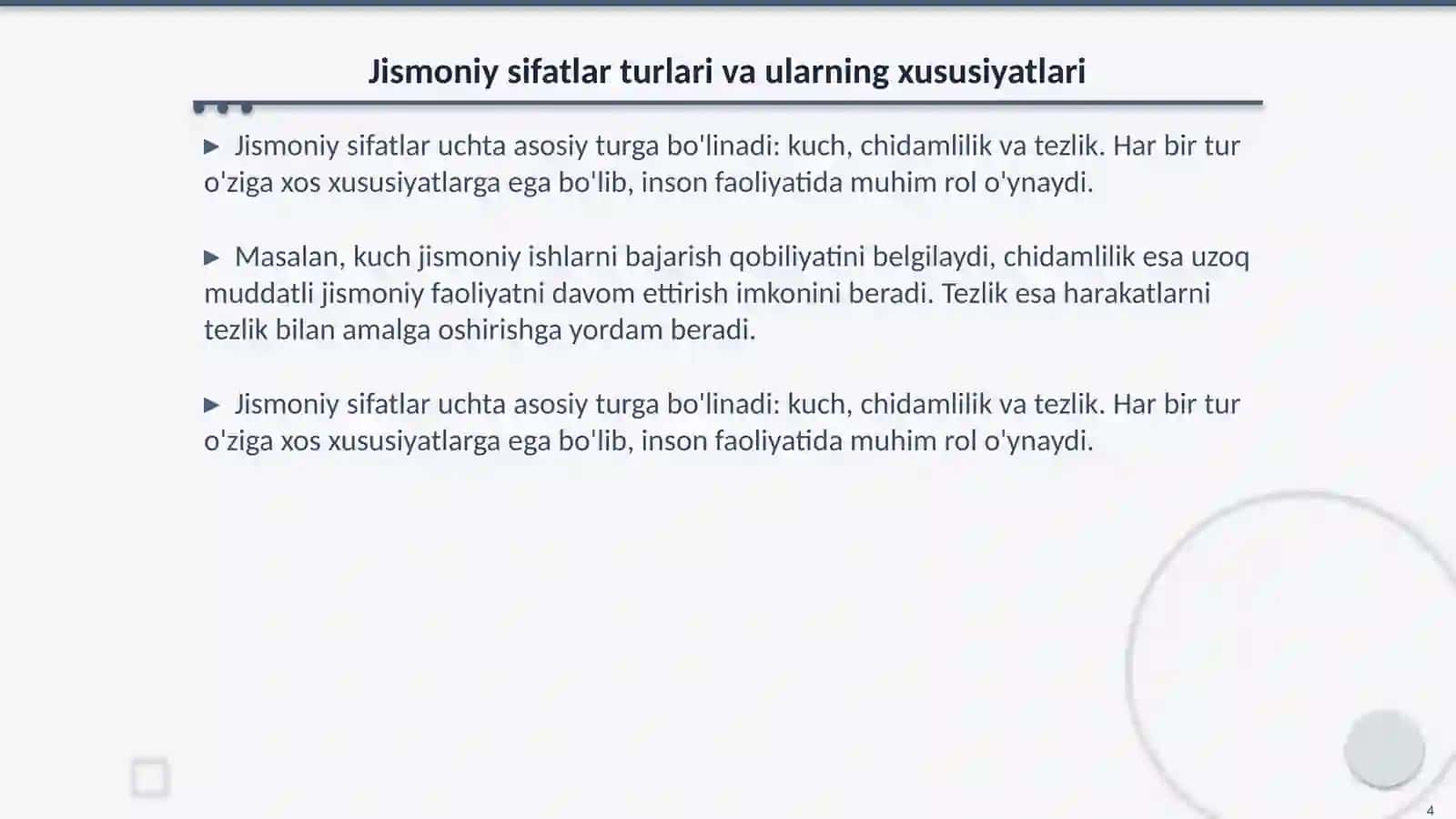 Jismoniy sifatlar tushunchasi va ularning tasnifi 4